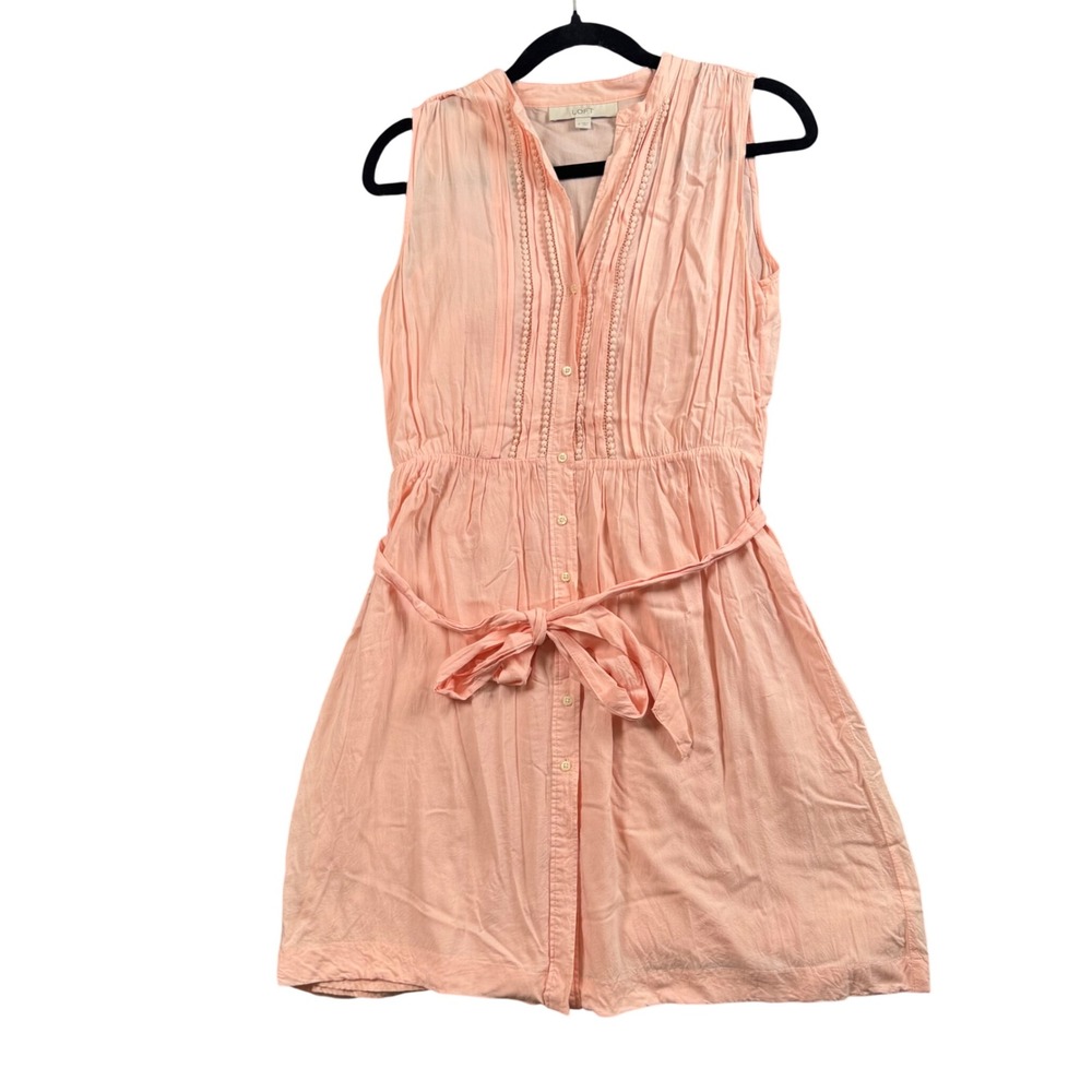 LOFT Blush Pink Pintuck Lace‎ Mini Dress 4 Prairie Coquette Fairycore Milkmaid